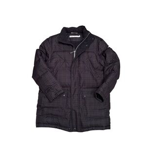 Perry Ellis Charcoal and Beige Plaid Puffer Jacket